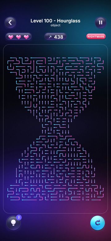 Level 100, an hourglass made of 438 arrows on the Nightmare tier